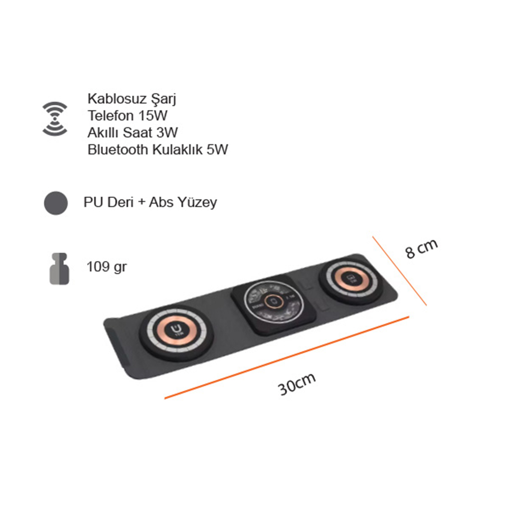Kablosuz Şarj Standı (Telefon, Saat, Kulaklık)